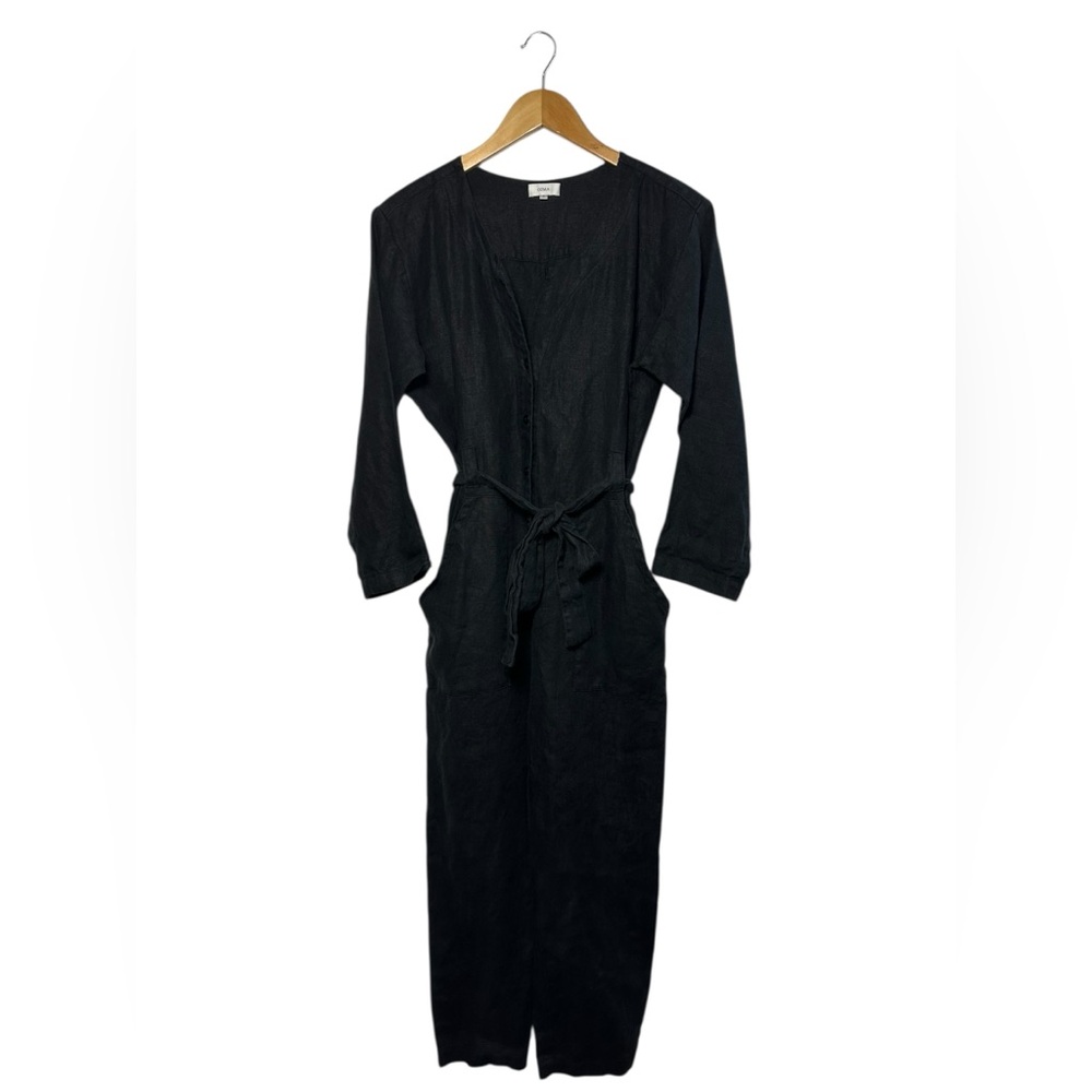 Ozma of California Cameron Jumpsuit Black Size Small 100% Linen Utility